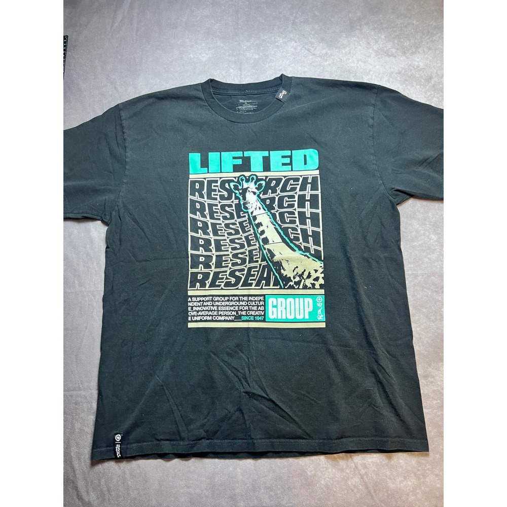 LRG Lifted Research Group Men T-Shirt XL Black Giraffe Graphic Streetwear Tee